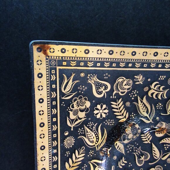 Vintage Georges Briard 22K Gold glass Tray Persian Garden pattern 9 3/4" - Picture 10 of 11